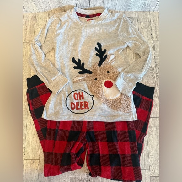 Holiday Time reindeer Christmas pajamas shirt & pants Girls size 8 - Picture 1 of 6